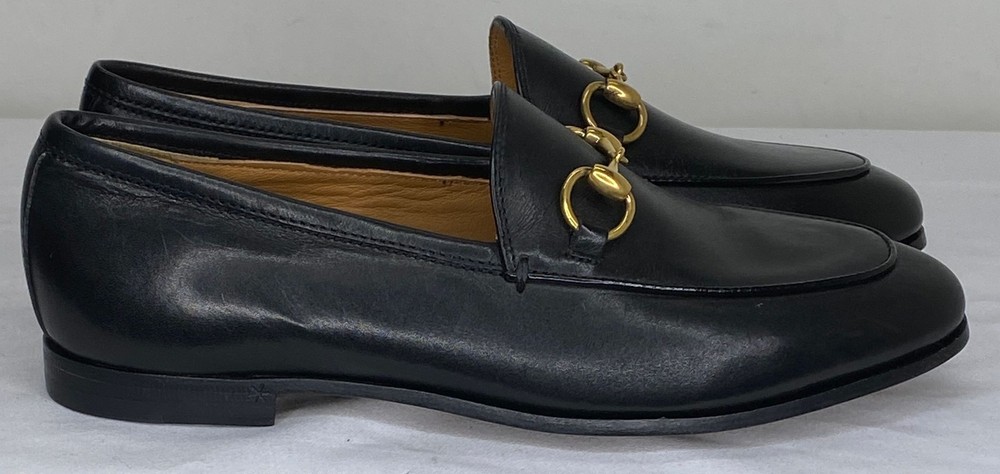 Gucci Womens Jordaan Loafers Size 4 Leather Horsebit Round Toe Comfortable Lightweight