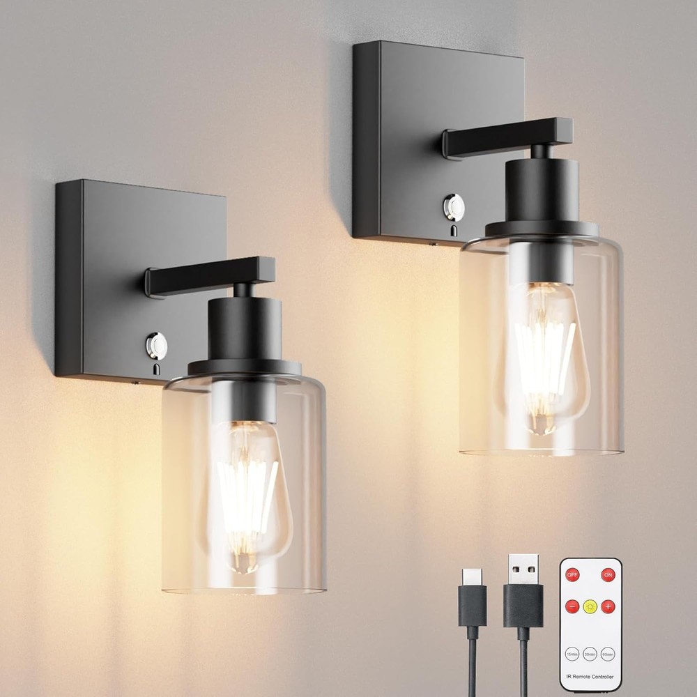 Battery Operated Wall Sconce Set of Two,Touch Dimmable Rechargeable Wall Lamp...