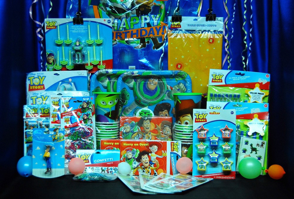 Toy Story 3 Party Supplies: Cup Plates Napkins Bandz Stickers Invites Cupcake Stand Decor