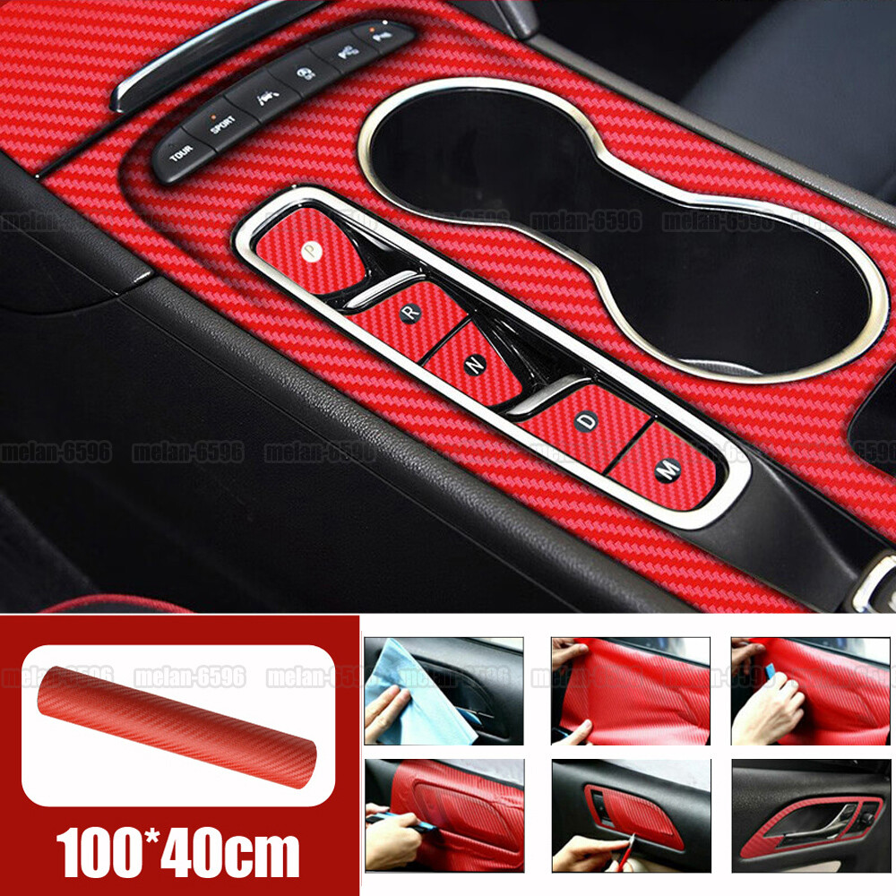 100x40cm Red Carbon Fiber Vinyl Film Car Wrap 3D Bubble Free Air Release
