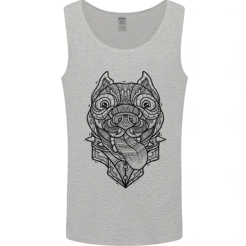 Pitbull Mandala Art Dog Lover Mens Vest Tank Top