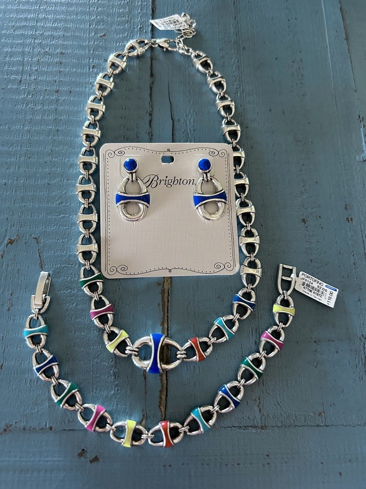 Brighton Portofino Reversible Necklace Bracelet & Earrings Set NWT Fun v Classic