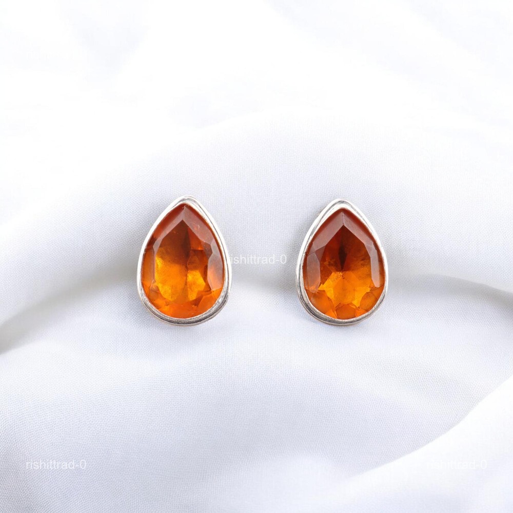 Christmas Sale November Birth Citrine Stone 925 Silver Yellow Mens Cufflinks-image