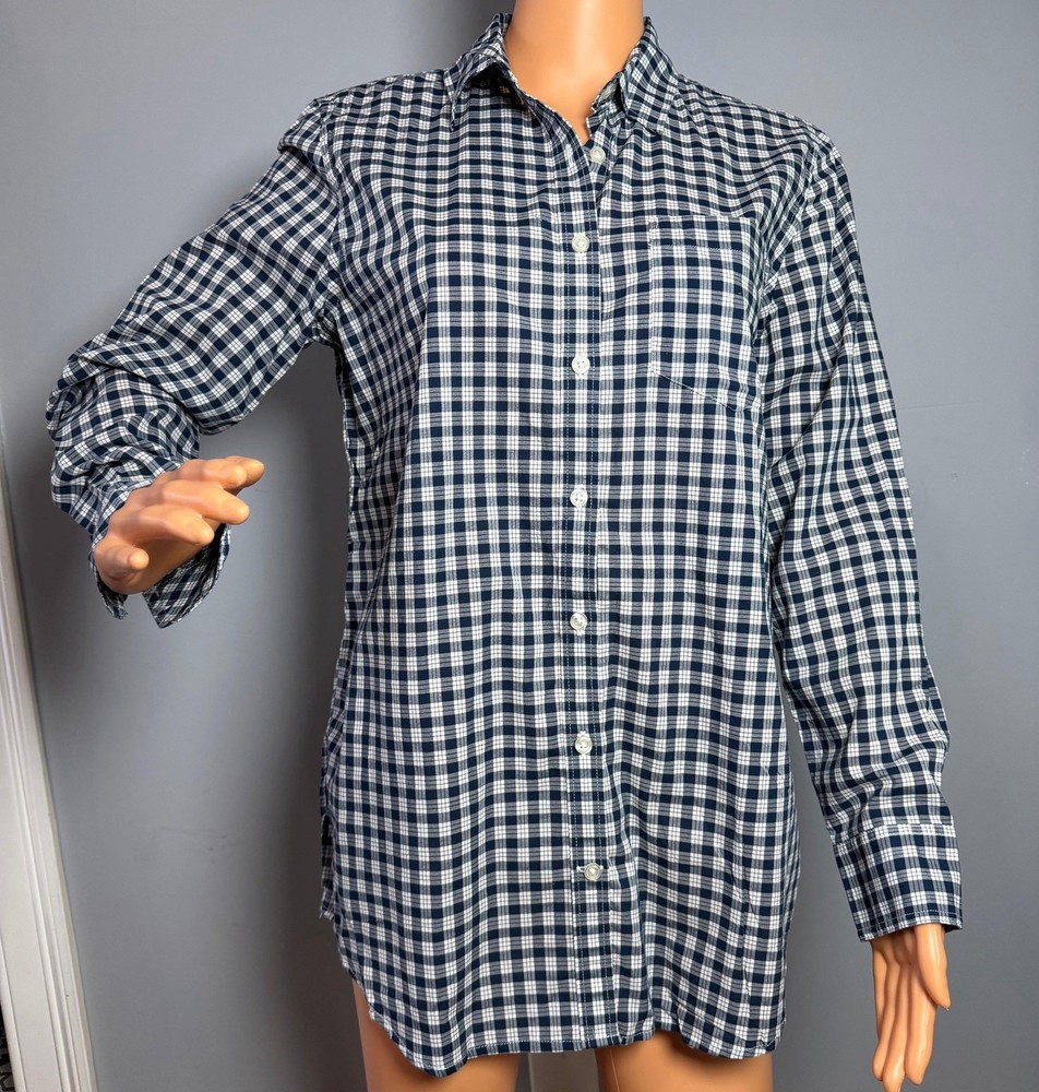 Banana Republic Soft Wash Shirt Women S Navy White Gingham Plaid NWT Button Down