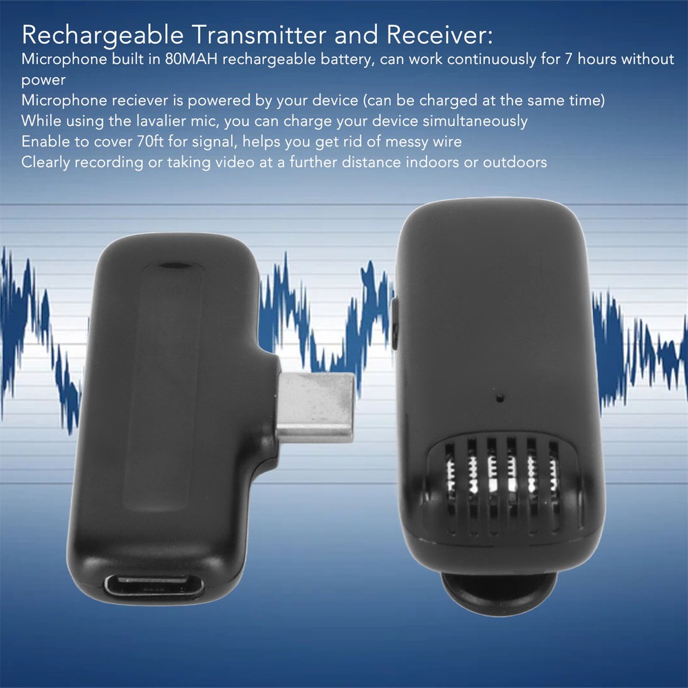 Wireless Lavalier Lapel Microphone Condenser Mic For Laptops Tablets Phone