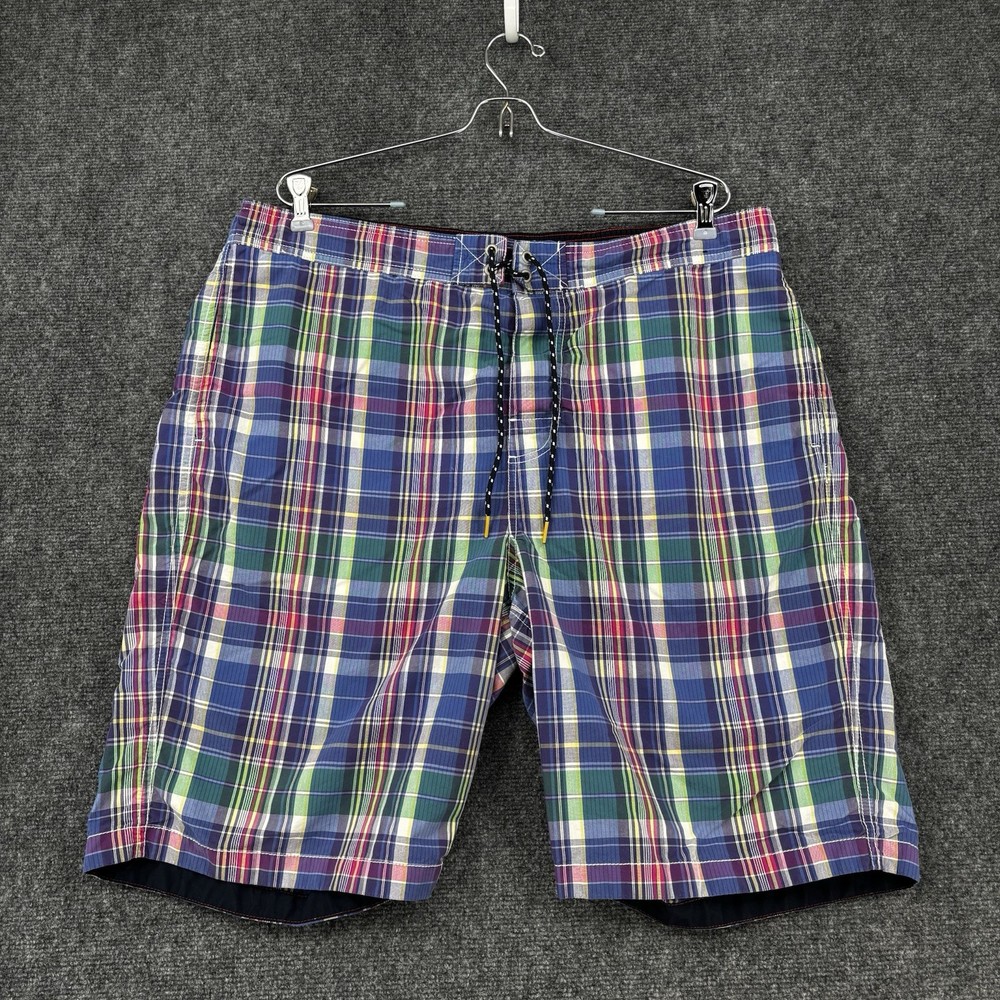 Men's Tommy Hilfiger Multicolor Plaid Swim Trunks 38 Lined 10-Inch Inseam