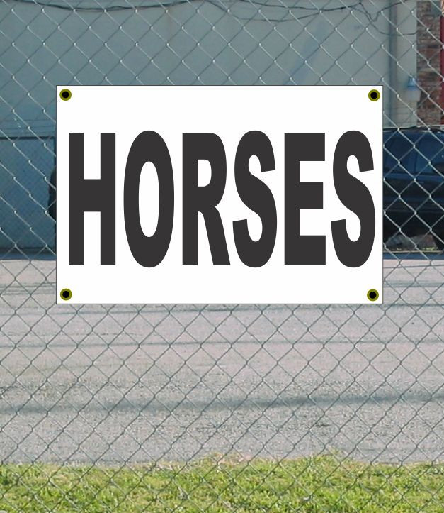 2x3 HORSES Black & White Banner Sign NEW Discount Size & Price FREE SHIP
