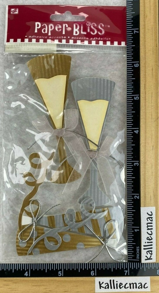 Paper Bliss NEW YEARS Stickers 3D SILVER & GOLD CELEBRATION GLASSES STREAMERS-image