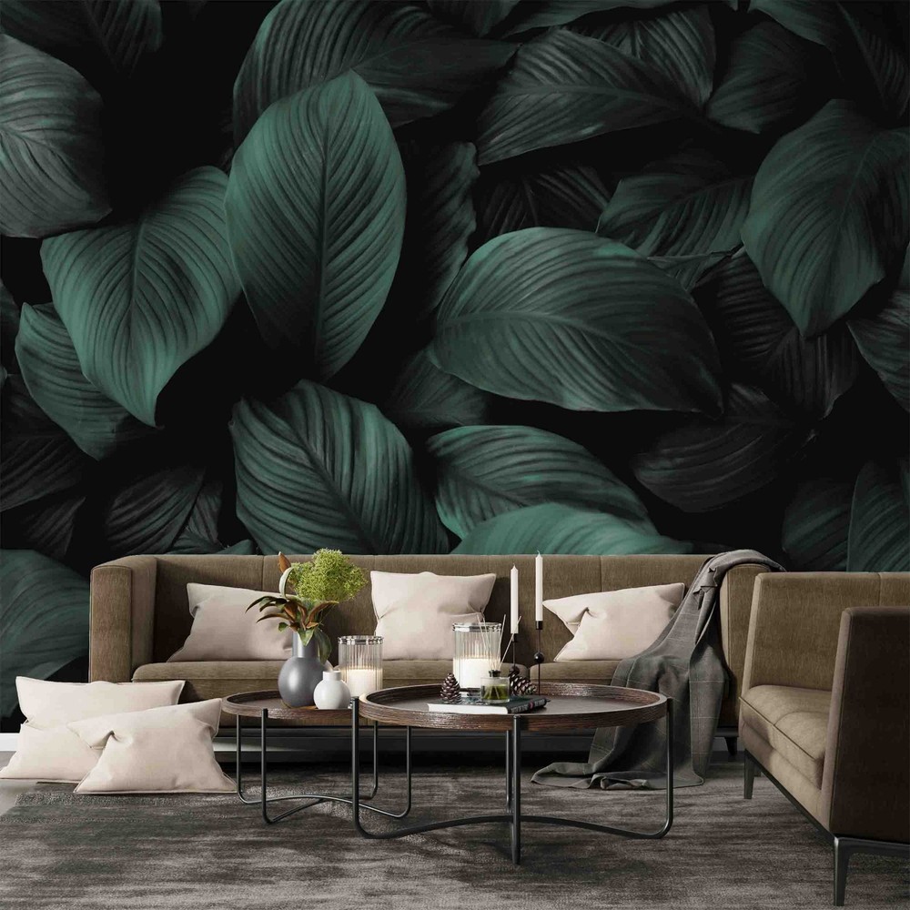3D Dark Plants Leaves Closeup Wall Murals Wallpaper Murals Wall Sticker