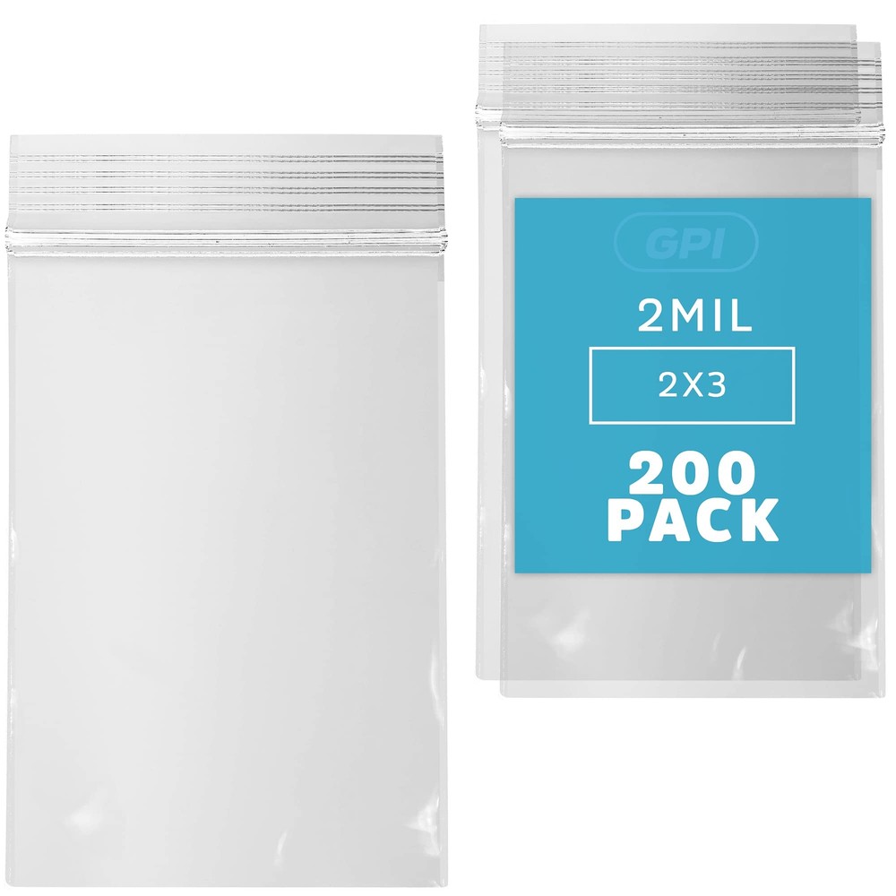 Clear Plastic Reclosable ZIP Poly Bags, Case of 200, 2-mil Thick, 2 Inch x 3 ...