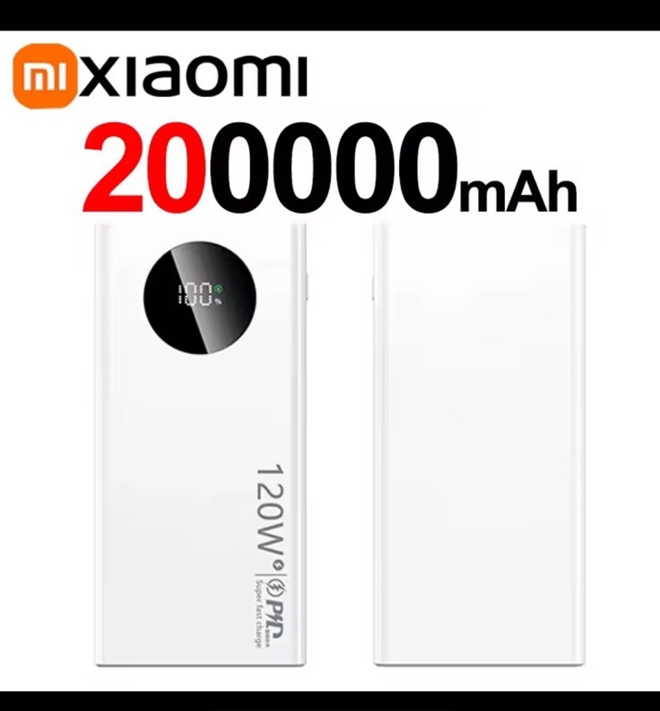 200000mAh White Portable Power Bank with LCD & Super-Fast Charging USA SHIPPING