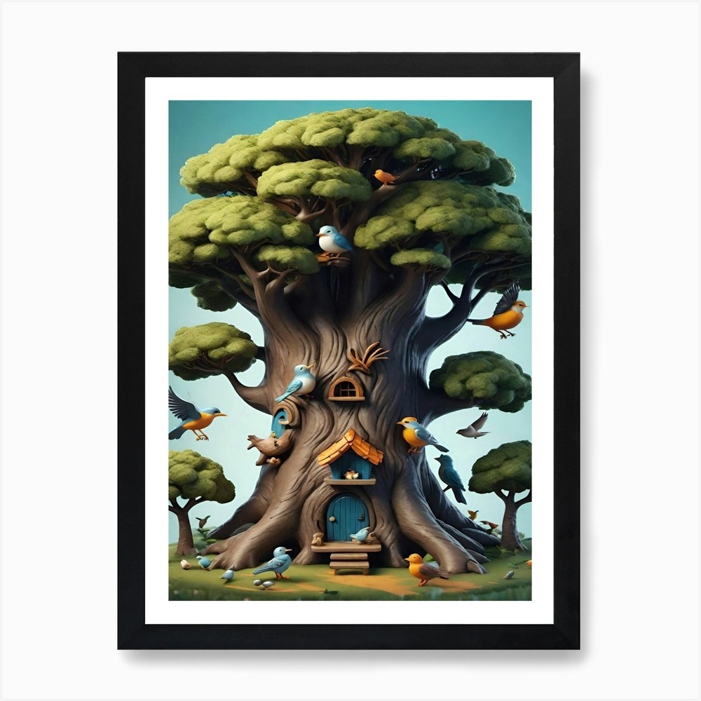 Tree House Art Print Framed Wall Art Poster Canvas Print Picture