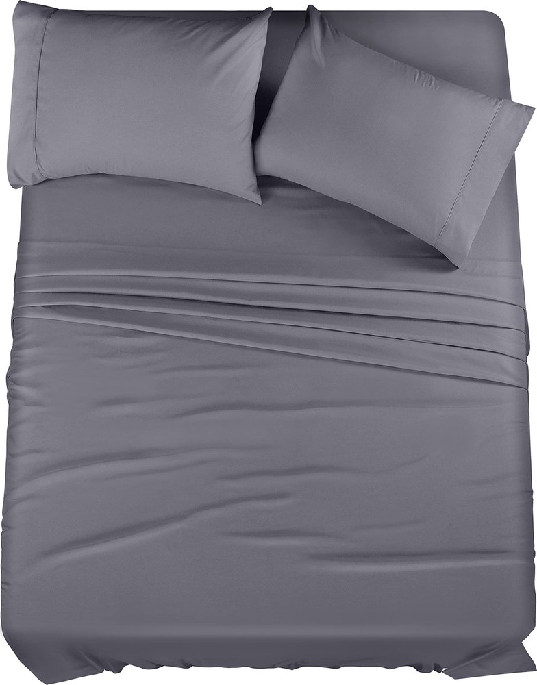 Full Bed Sheets Set 4-Piece Brushed Microfiber Bedding Resistant to Shrinkage and Fading