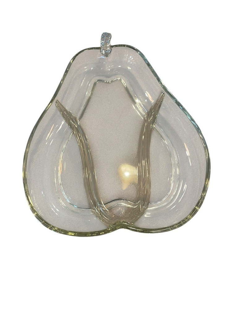 Vintage Pear Clear Glass 3-Part Divided Relish Dish Plate