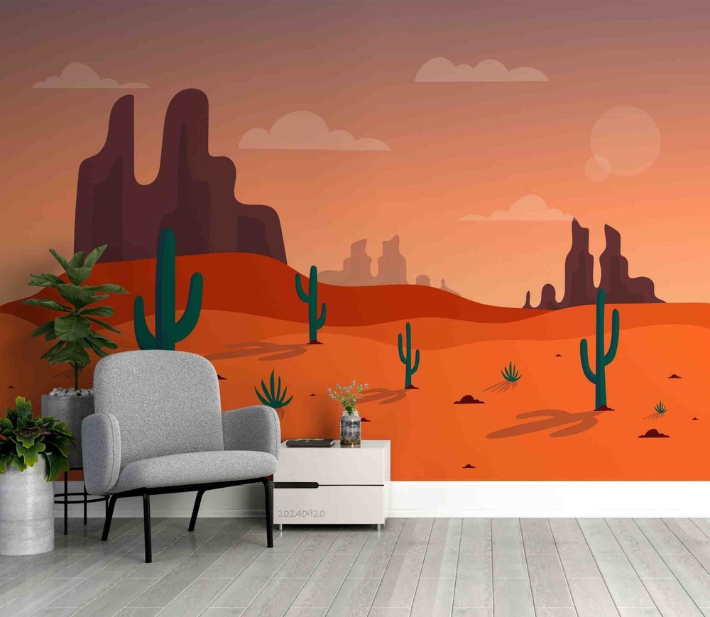 3D Cactus Desert Illustration Wall Murals Wallpaper Murals Wall Sticker
