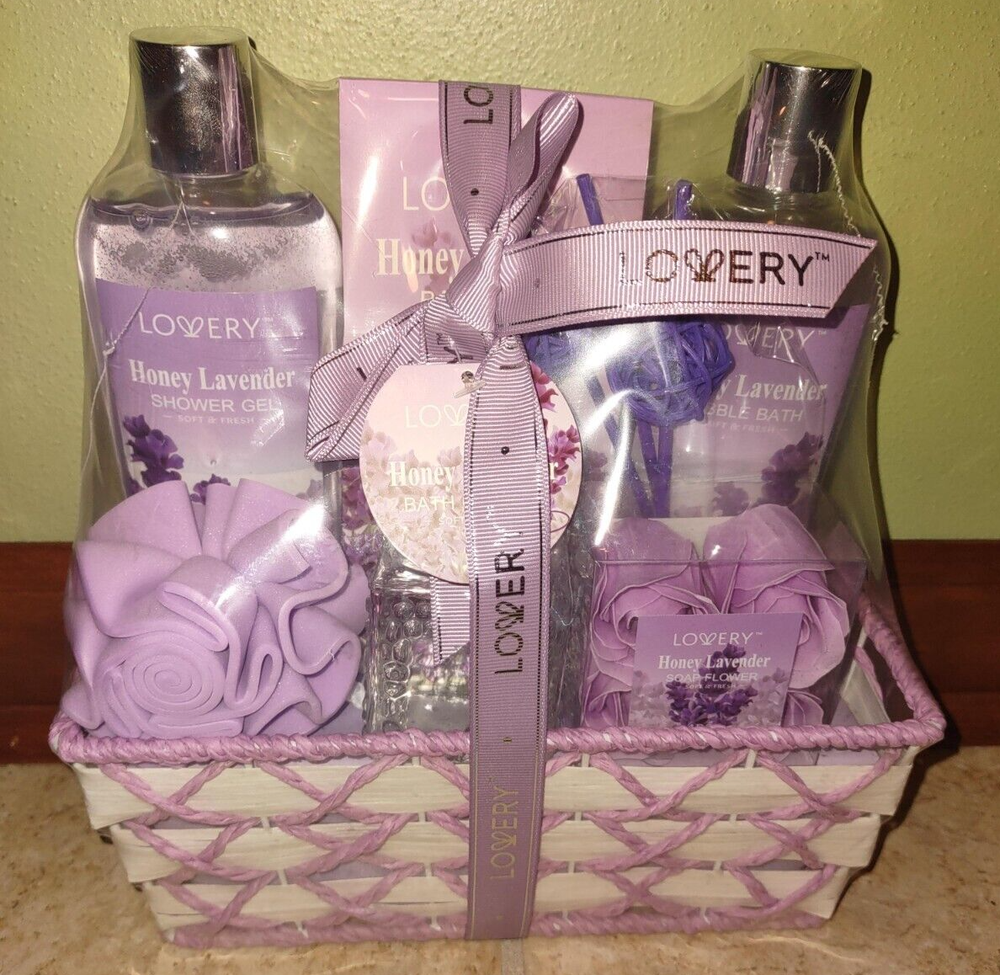 Valentines Day Bath & Body Gift Basket with Honey for Her & Him-image