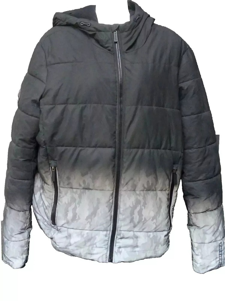 Superdry Women's Black Ombre Reflective Full Zip Hooded Puffer Jacket UK S