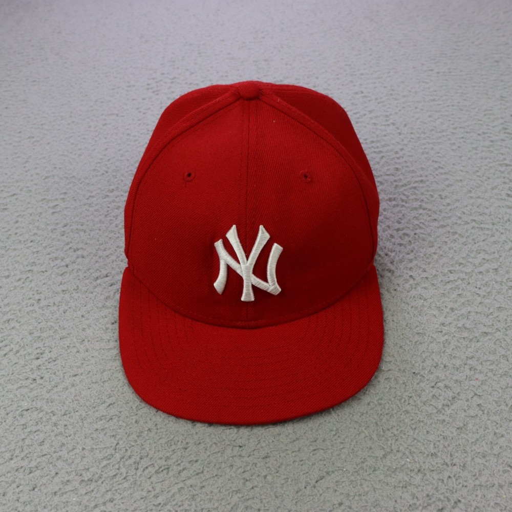 New York Yankees Hat Cap New Era 59Fifty Wool Red Mens 7 1/8 Baseball Logo