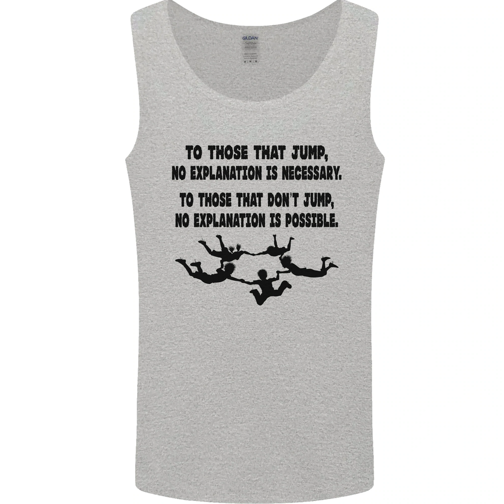 Skydiving No Explanation Freefall Paras Mens Vest Tank Top