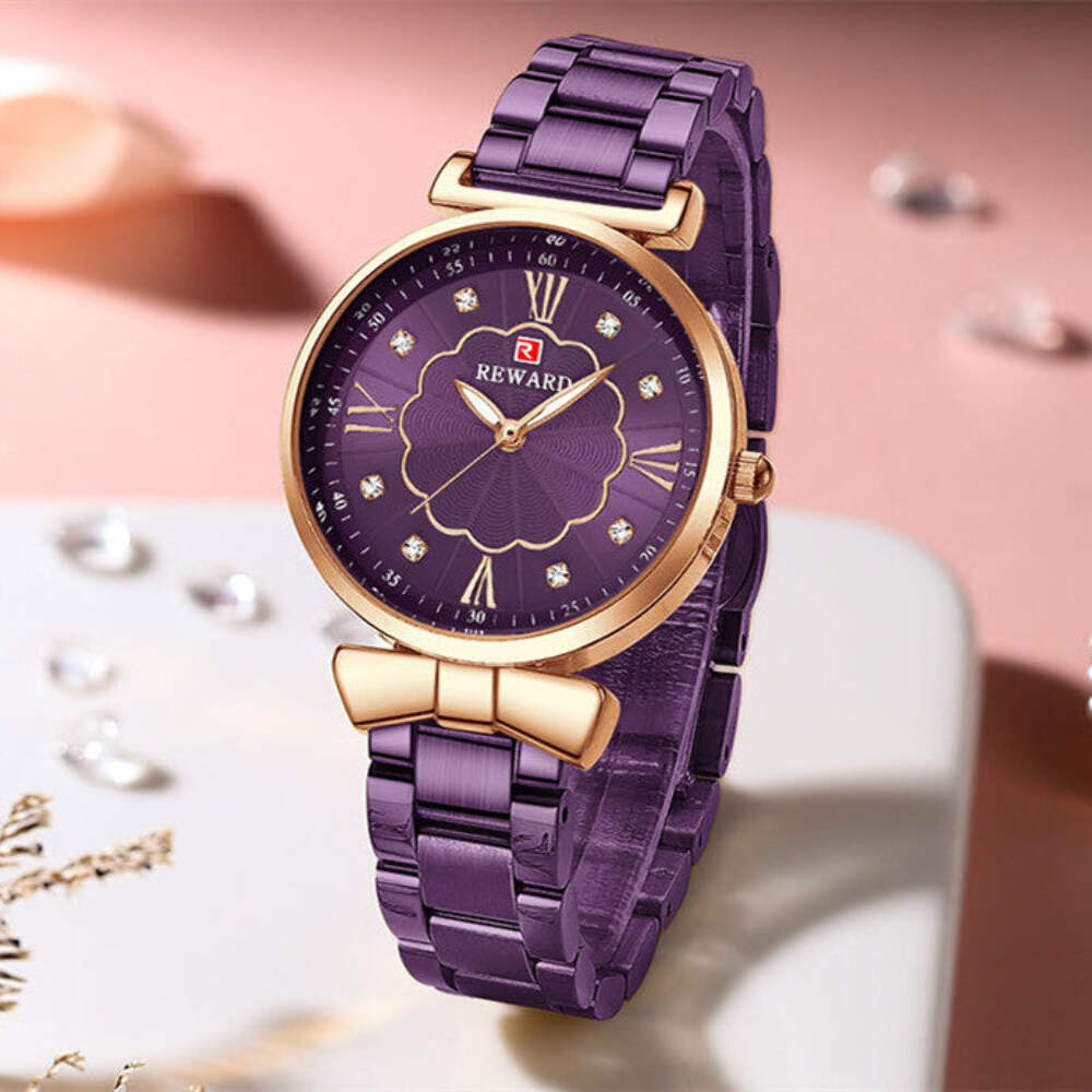 Stylish Women's Waterproof Quartz Watch with Luminous Dial and Steel Band
