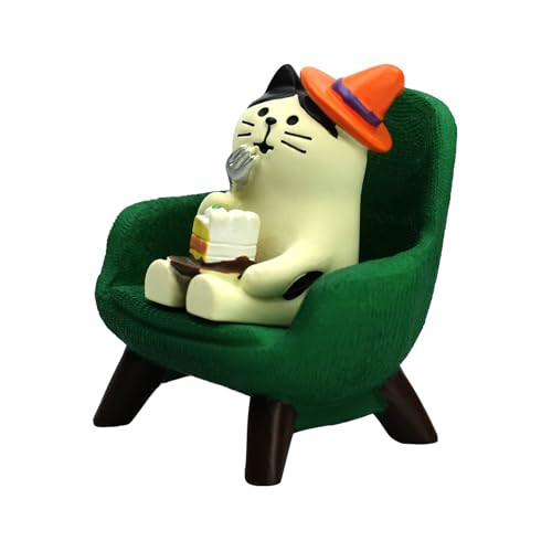 Cute Mini Cat Eating Cake Resin Figurine for Office and Home Decor