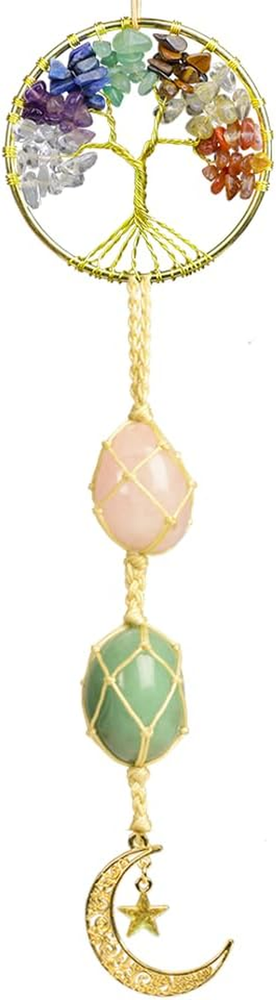 Hanging Car Ornament Natural Gemstone Healing Crystals Ornaments Moon and Star,