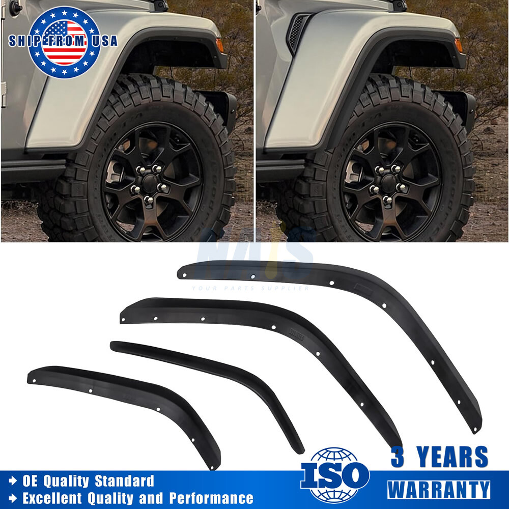 Front & Rear Fender Flares Extensions Set for 2018-2024 for Jeep Wrangler JL JLU