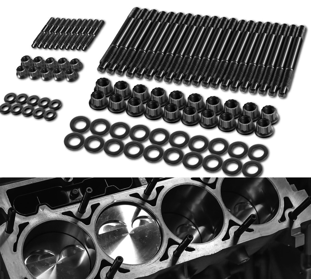 Head Studs Bolts Kit Black For 2004-2020 Chevy GM 4.8L 5.3L 5.7L 6.0L 6.2L 7.0L