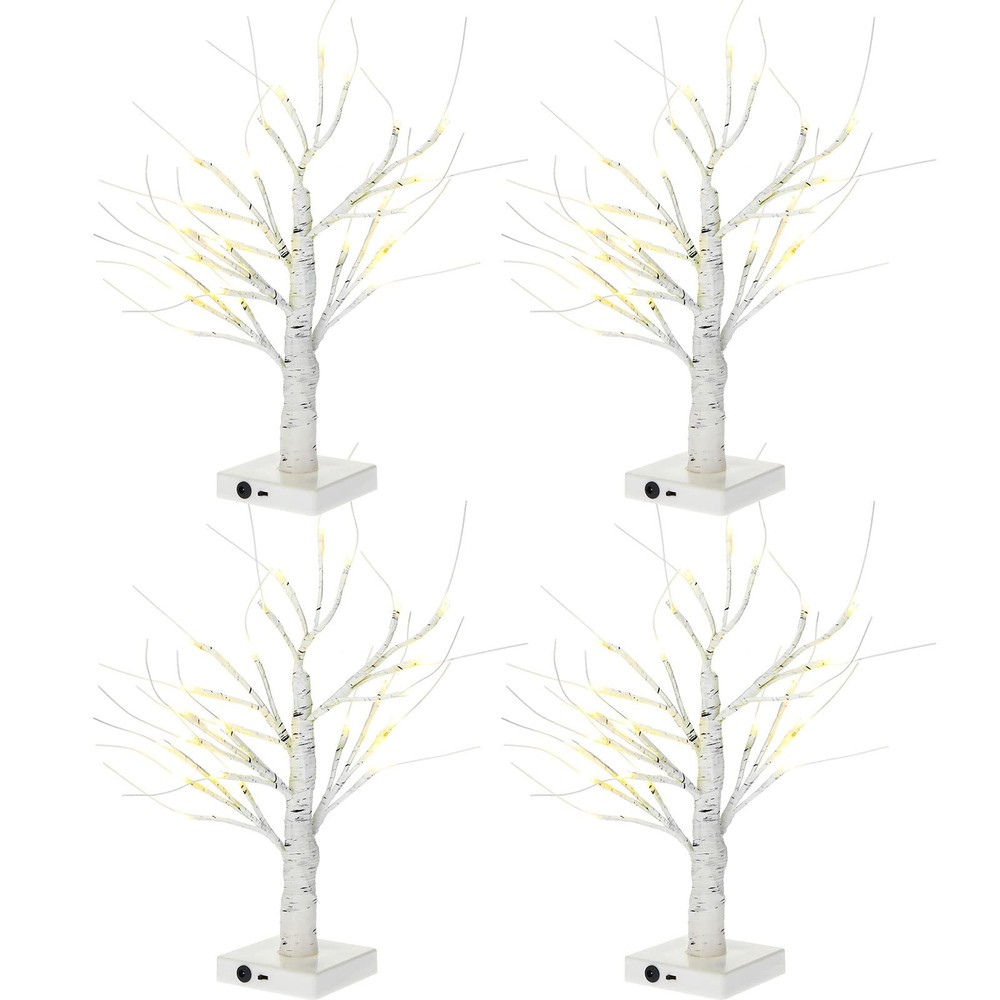 4 Pcs Birch Tree with LED Lights Christmas Wedding Decorations Tabletop Light...