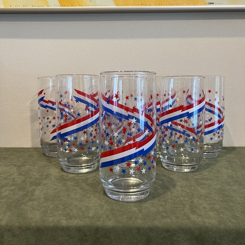 Libby Stars And Strips Tumbler Drinking Glasses Set Of 8
