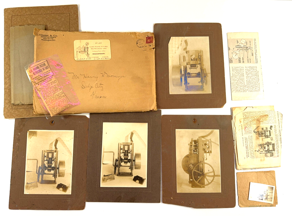 1910 Historical Movie Projector PHOTOS Patent Harry Momyer Dodge City KS L@@K