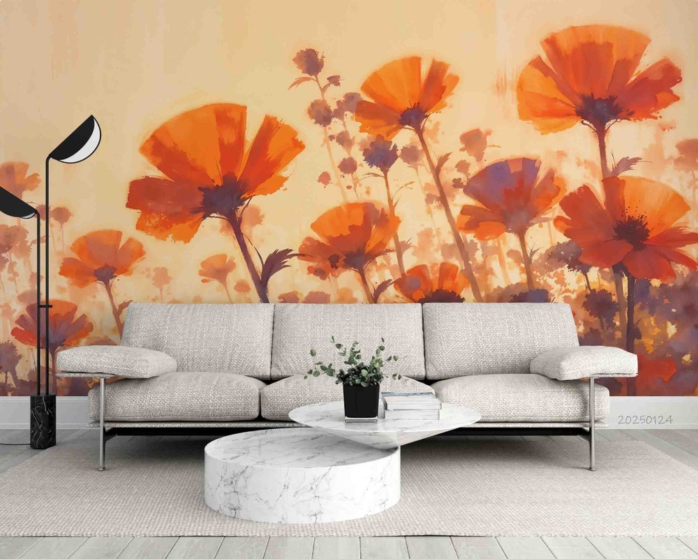 3D Flowers Flora Watercolor Wall Murals Wallpaper Murals Wall Sticker