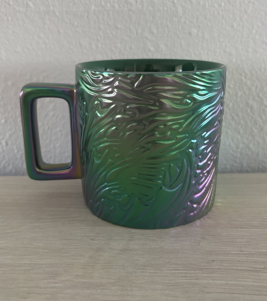 Starbucks 2024 Green Siren Mermaid Tail Iridescent Ceramic Mug Coffee 14 OZ