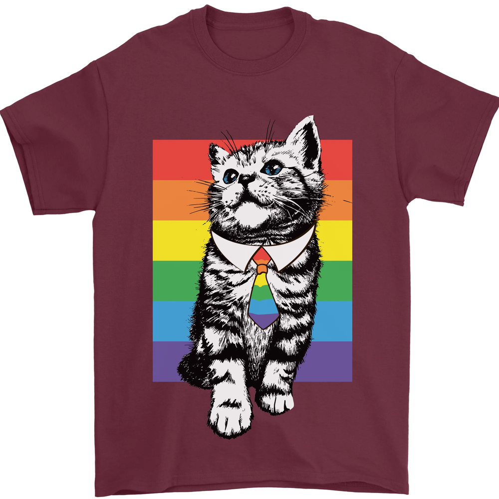 LGBT Cat Gay Pride Day Awareness Mens T-Shirt 100% Cotton-image