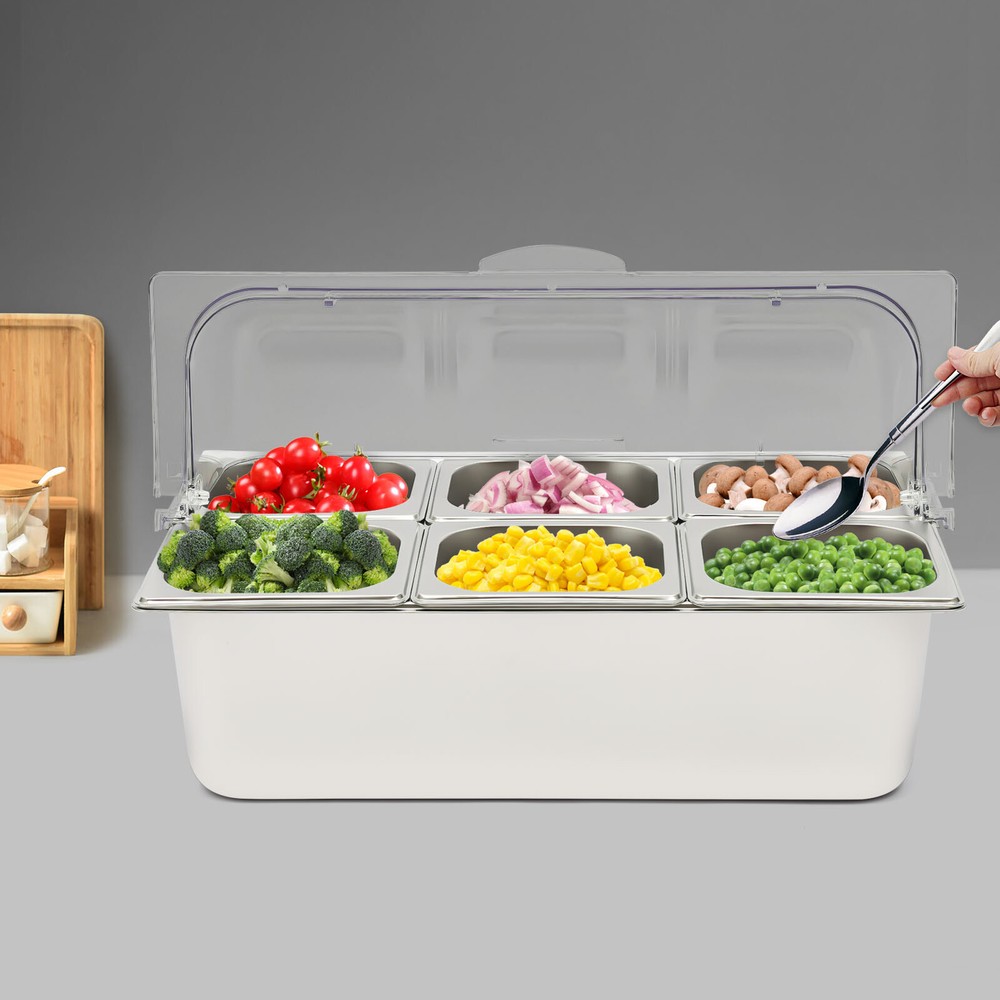 6-Pan Chilled Fruit Tray for Countertop Buffets & Party Serving