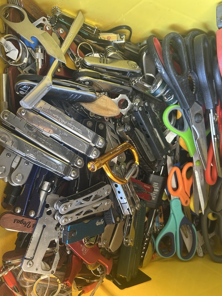Approx 50 Pound Lot Of Confiscated Knives, Multi Tools, Shears, & TSA Contraband