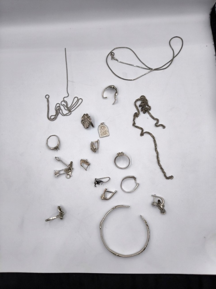 Vintage USSR Sterling Silver Jewelry Scrap Lot 48g for Wear or Repair
