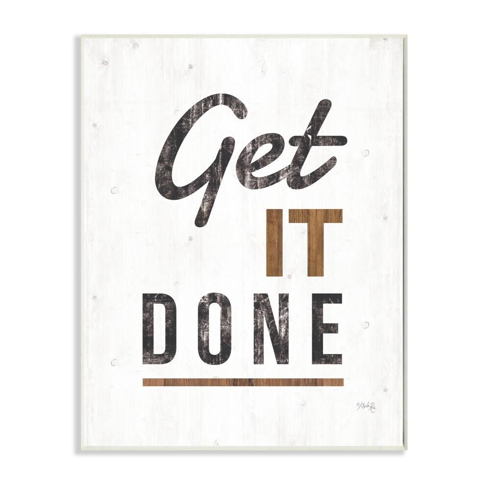 Stupell Get It Done Distressed Texture White Wood Look, 10 x  10 x 15