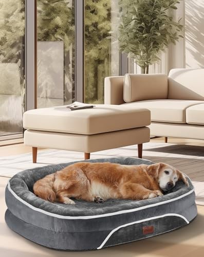 Orthopedic Dog Couch Large Sized Pet Beds for Large (35 x 28 x 6 Inch) 01-Gray
