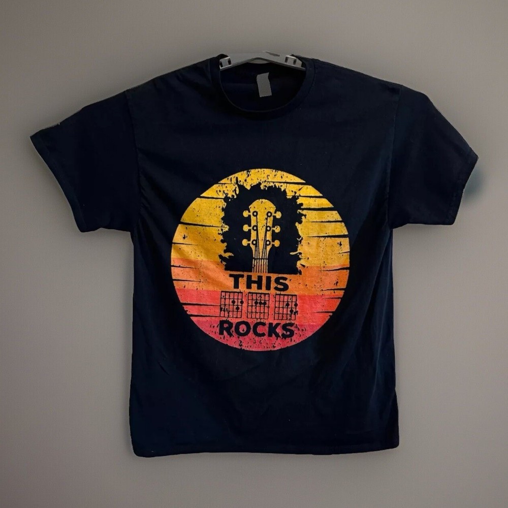 Heavy Cotton “This Rocks” Graphic T-Shirt - Size L - Black 100% Cotton