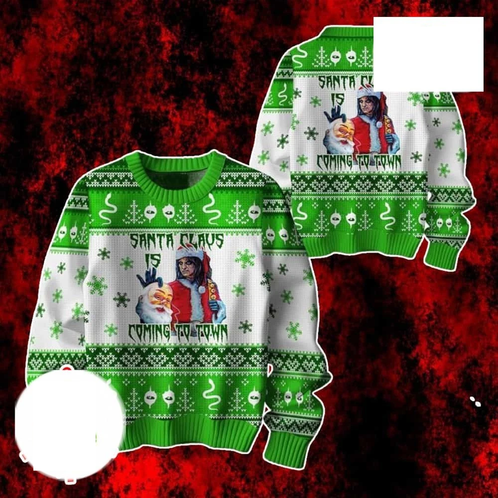 Alice Cooper Ugly Christmas Sweater Santa Claus XMAS IS COMING JJ5947