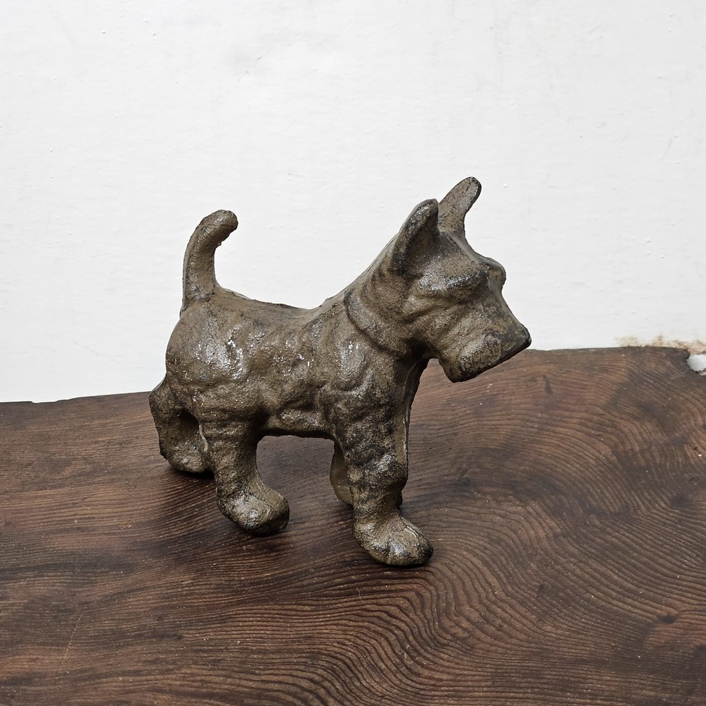Scottie Dog Figurine Statue Cast Iron Rustic Brown Finish Paper Weight 4