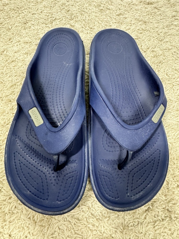 Crocs Unisex Classic Flip Flops Waterproof Slip On Shoes Size M 9 W 10 Navy Pool
