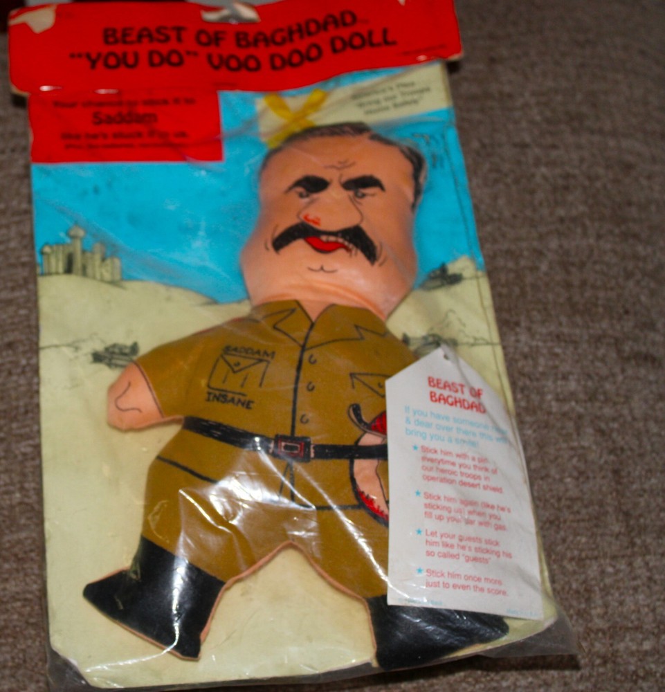 Saddam Hussein Doll 1990 Beast Of Baghdad You Do Voo Doo Doll w Yellow Ribbon