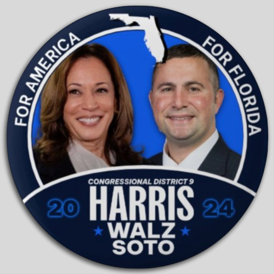 Kamala Harris Darren Soto Congress Pin Button Jugate Florida Democrat Pres