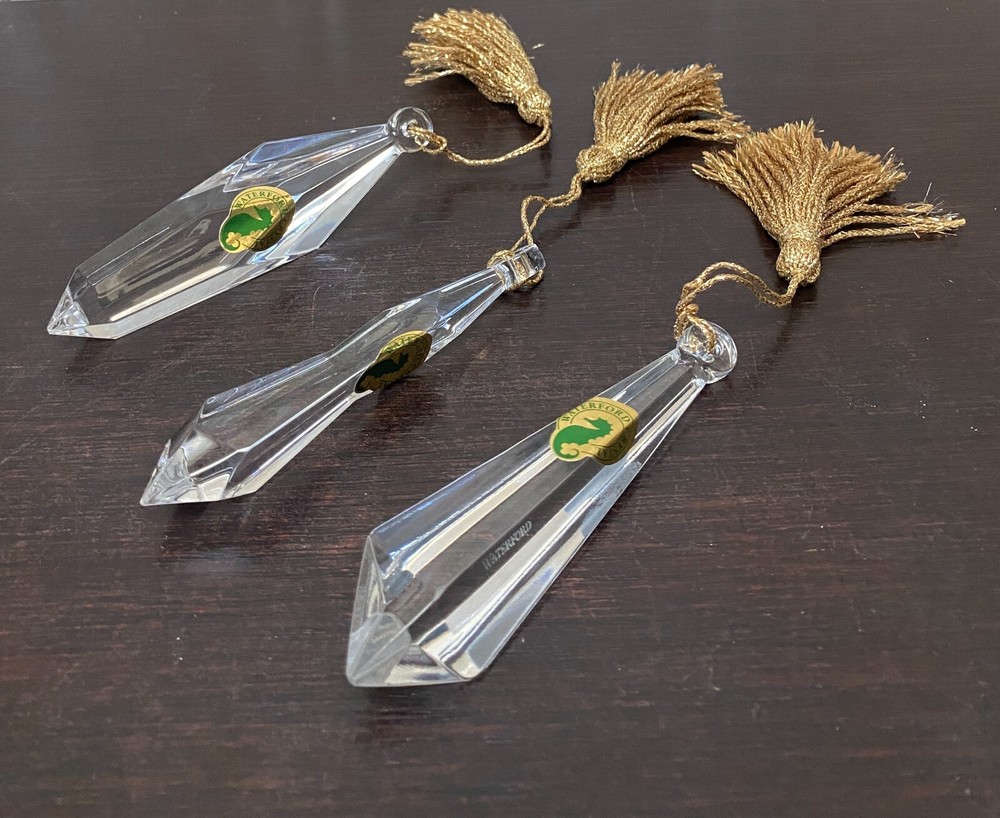 Waterford Crystal Prism Drop Ornaments Set of 3 Unique Ornaments NIB