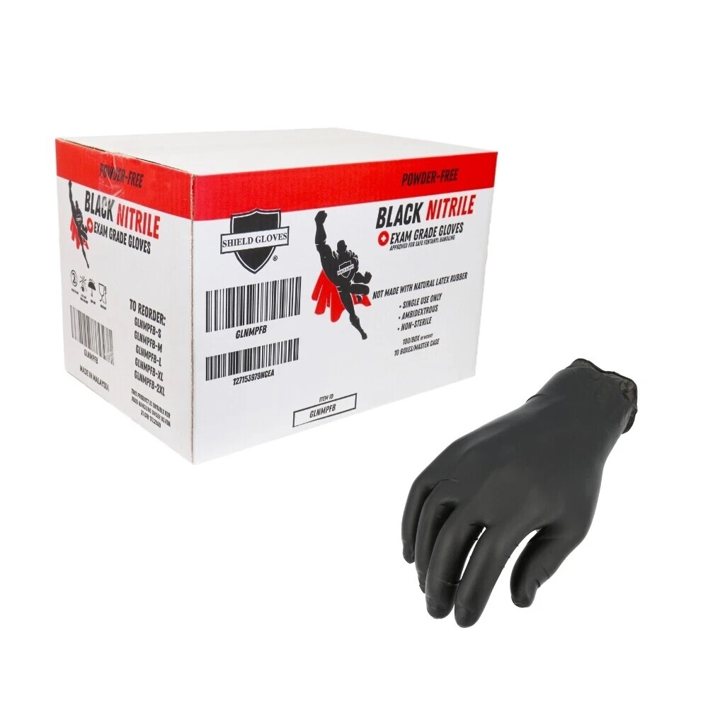 72,000 Black 2XL Textured Nitrile Disposable Gloves Powder-Free Bulk Pack