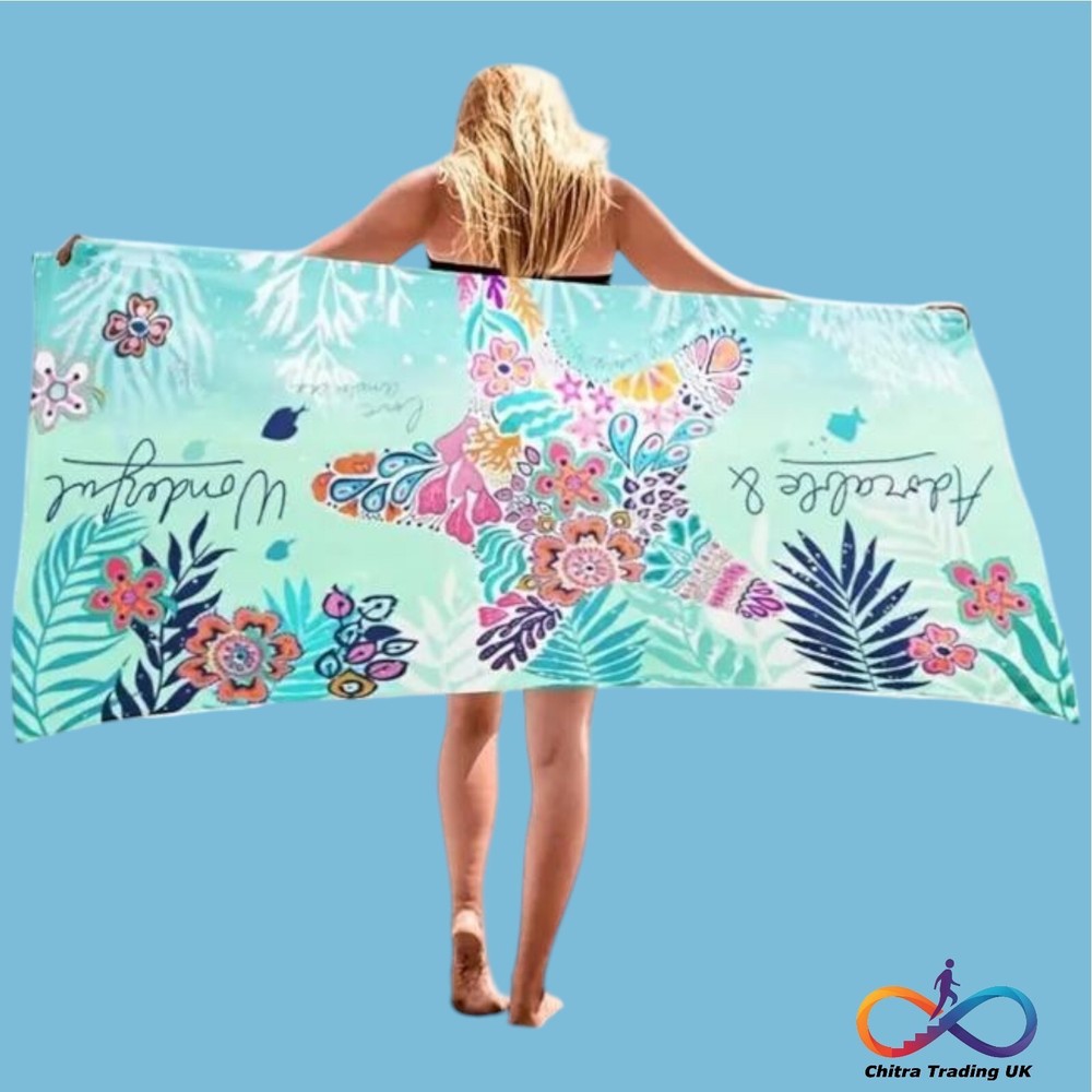 Extra Large Soft Microfiber Quick-Dry Sand-Free Beach Towel for Travel Yoga Swimming