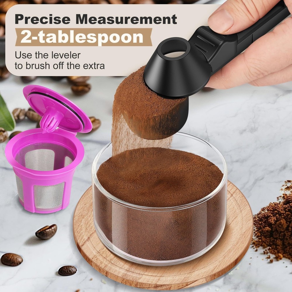 Coffee Scoop Funnel for Reusable K-cup Coffee Pot Black Coffee Spoon