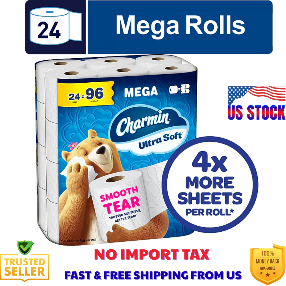 Charmin Ultra Soft Mega Toilet Paper, 2-Ply, White, 208 Sheets/Roll, 24 Rolls/Ca